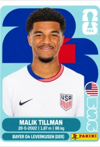 Malik Tillman USA Base Sticker Panini World Cup 2026