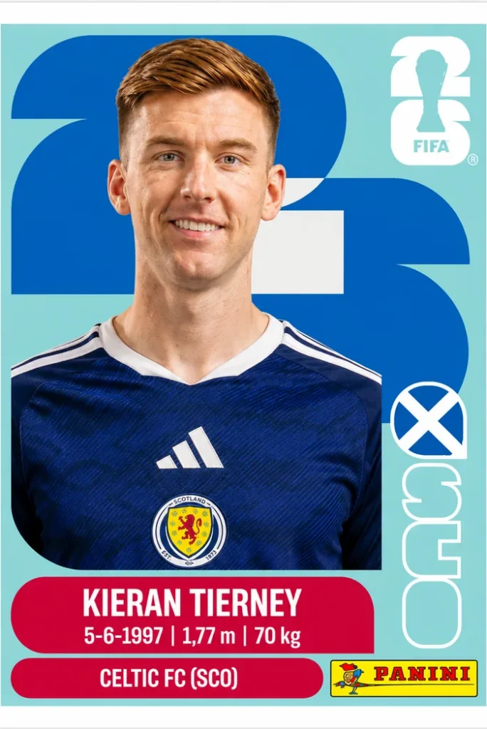 Kieran Tierney Scotland Base Sticker Panini World Cup 2026