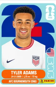 Tyler Adams USA Base Sticker Panini World Cup 2026