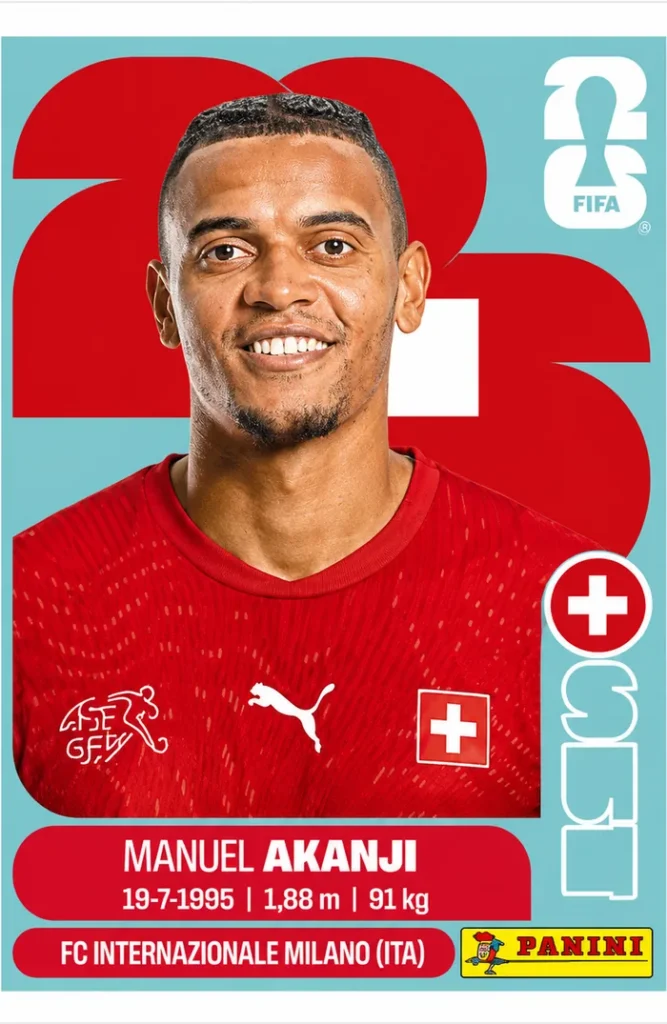 Manuel Akanji Switzerland Base Sticker Panini World Cup 2026
