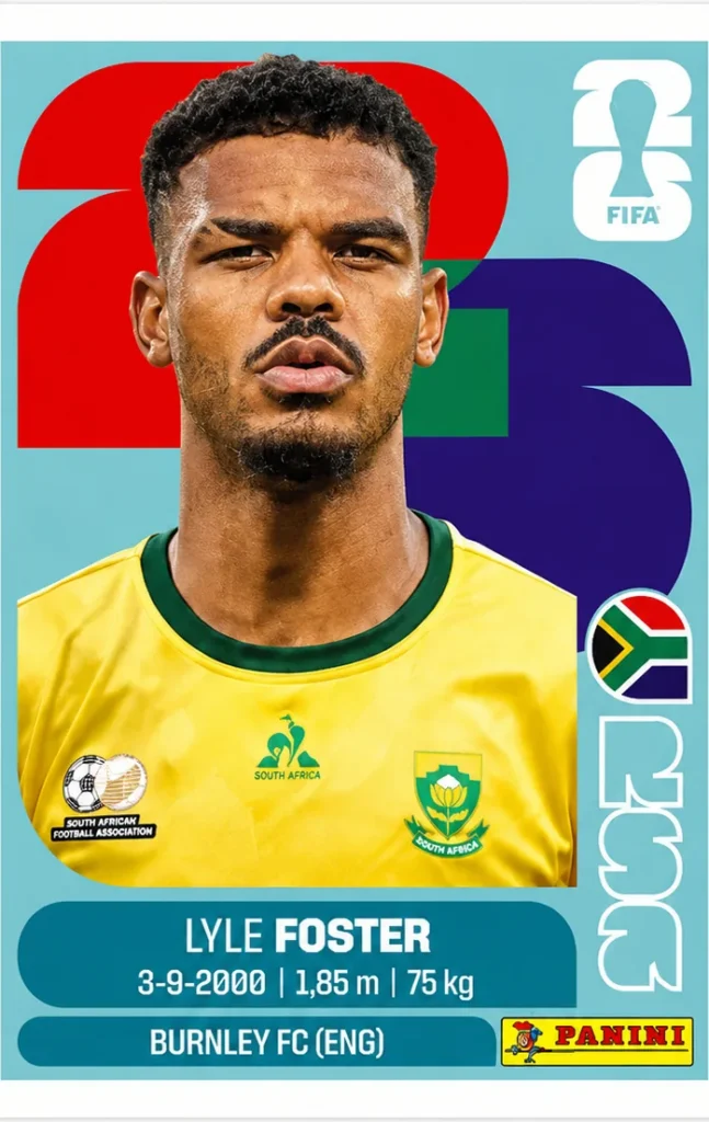 Lyle Foster South Africa Base Sticker Panini World Cup 2026