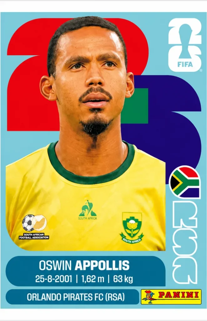 Oswin Appollis South Africa Base Sticker Panini World Cup 2026