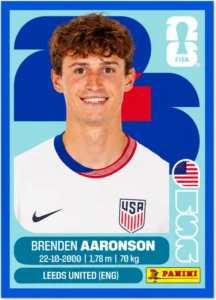 Brenden Aaronson USA Base Sticker Panini World Cup 2026