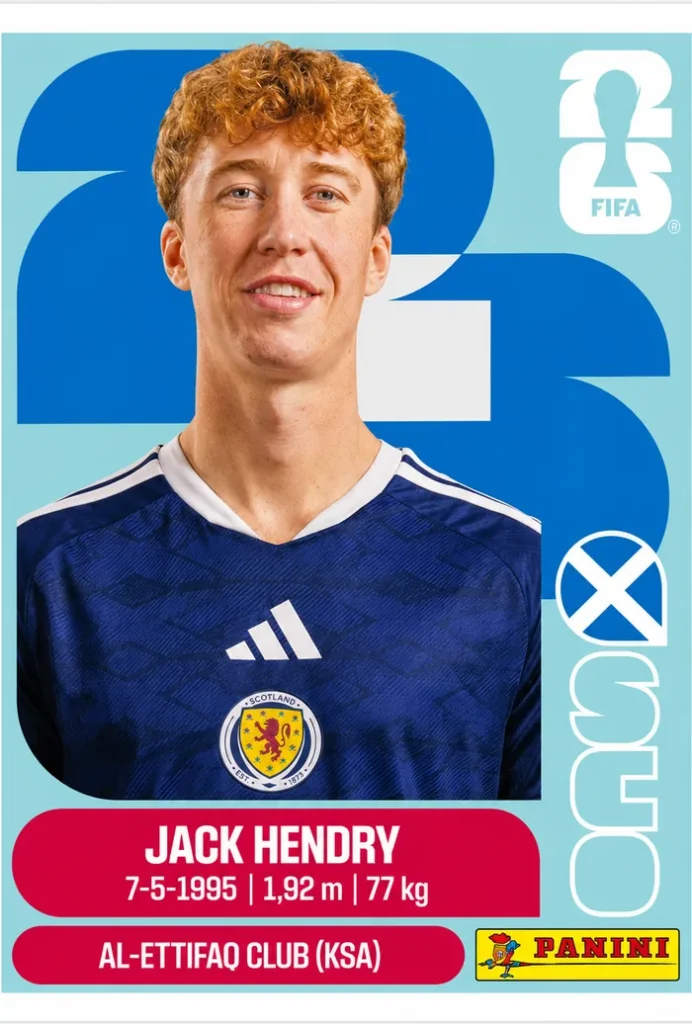 Jack Hendry Scotland Base Sticker Panini World Cup 2026