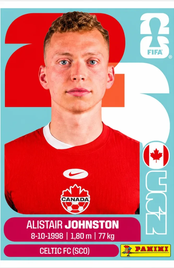 Alistair Johnston Canada Base Sticker Panini World Cup 2026
