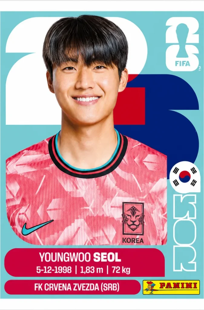 Youngwoo Seol South Korea Base Sticker Panini World Cup 2026