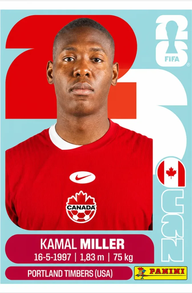 Kamal Miller Canada Base Sticker Panini World Cup 2026