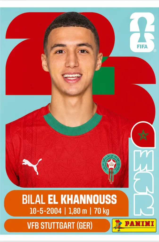 Bilal El Khannouss Morocco Base Sticker Panini World Cup 2026