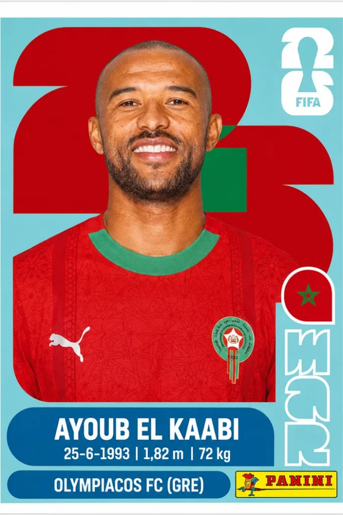 Ayoub El Kaabi Morocco Base Sticker Panini World Cup 2026