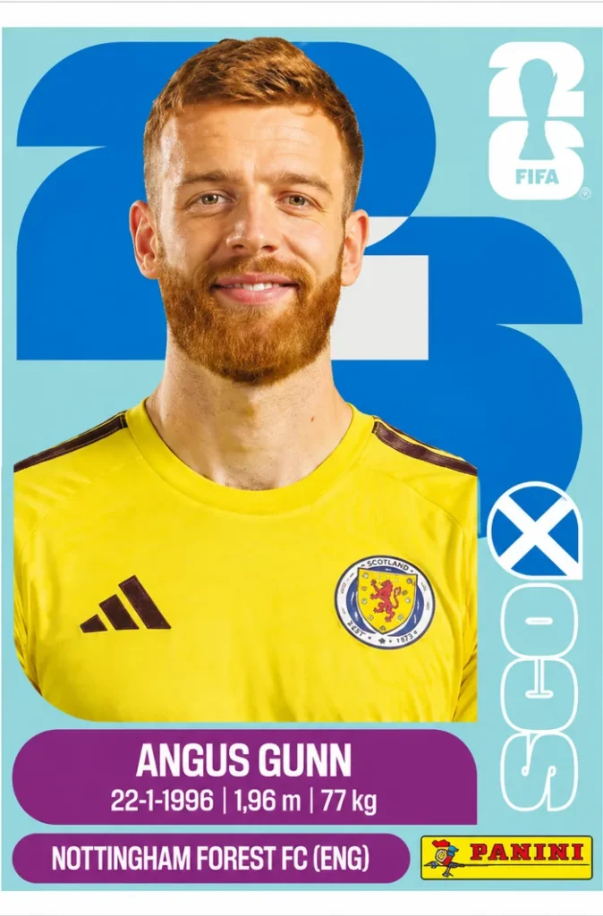 Angus Gunn Scotland Base Sticker Panini World Cup 2026