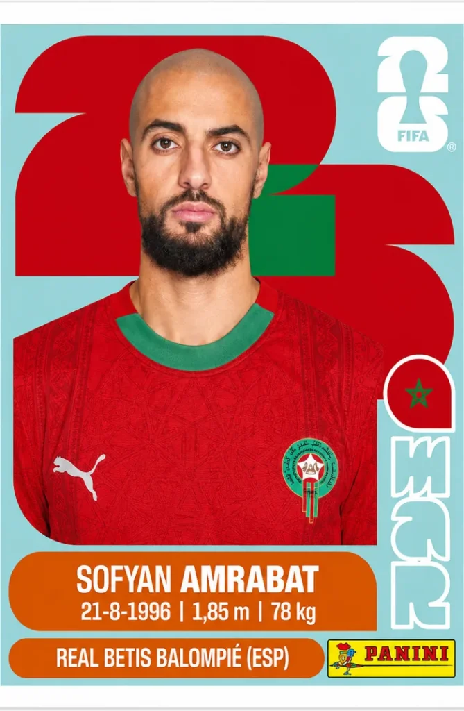 Sofyan Amrabat Morocco Base Sticker Panini World Cup 2026