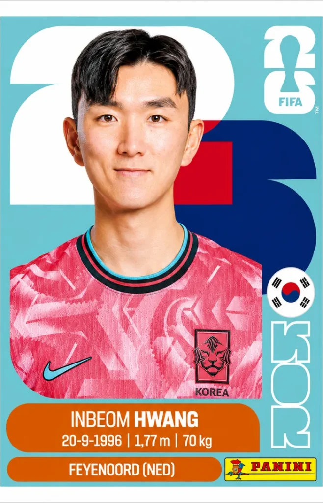 Hwang In-beom South Korea Base Sticker Panini World Cup 2026