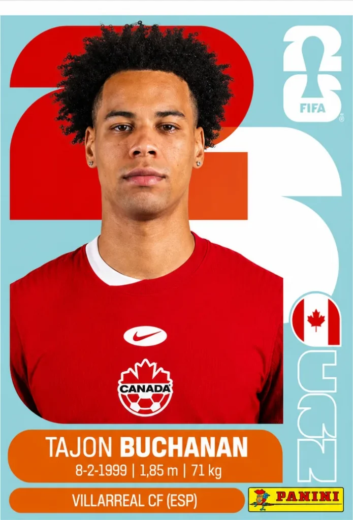 Tajon Buchanan Canada Base Sticker Panini World Cup 2026