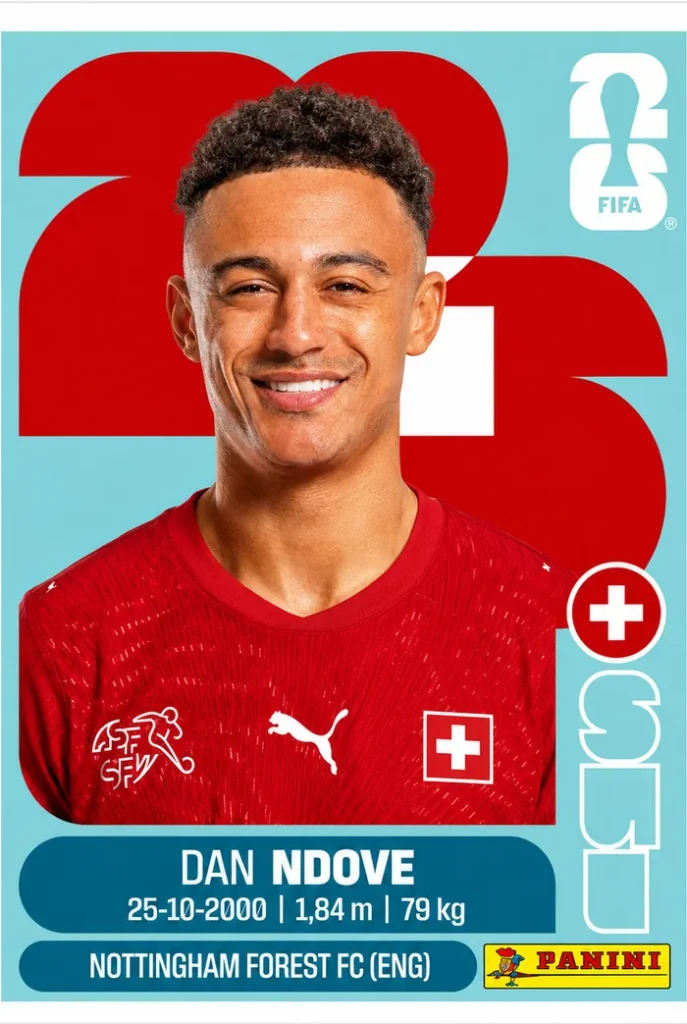 Dan Ndoye Switzerland Base Sticker Panini World Cup 2026