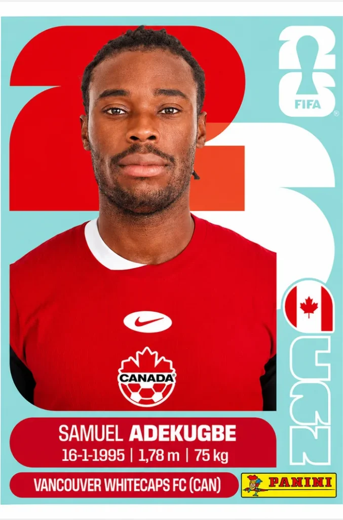 Samuel Adekugbe Canada Base Sticker Panini World Cup 2026