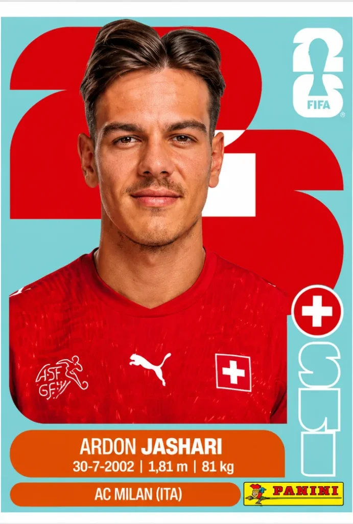 Ardon Jashari Switzerland Base Sticker Panini World Cup 2026