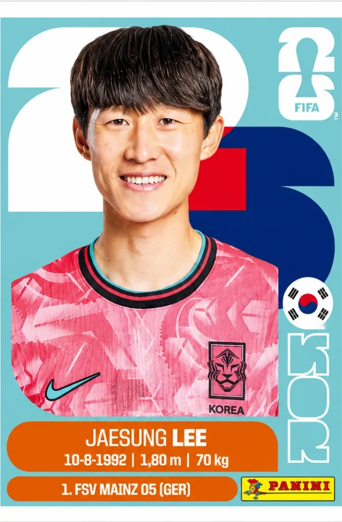 Jaesung Lee South Korea Base Sticker Panini World Cup 2026